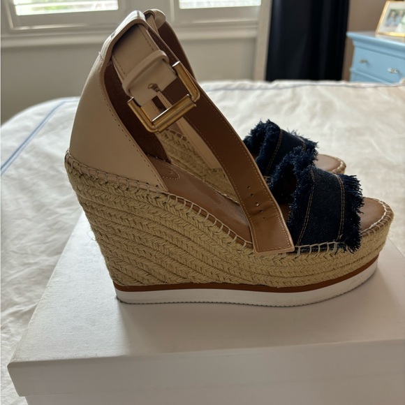 Chloe platform denim wedges - Picture 3 of 6